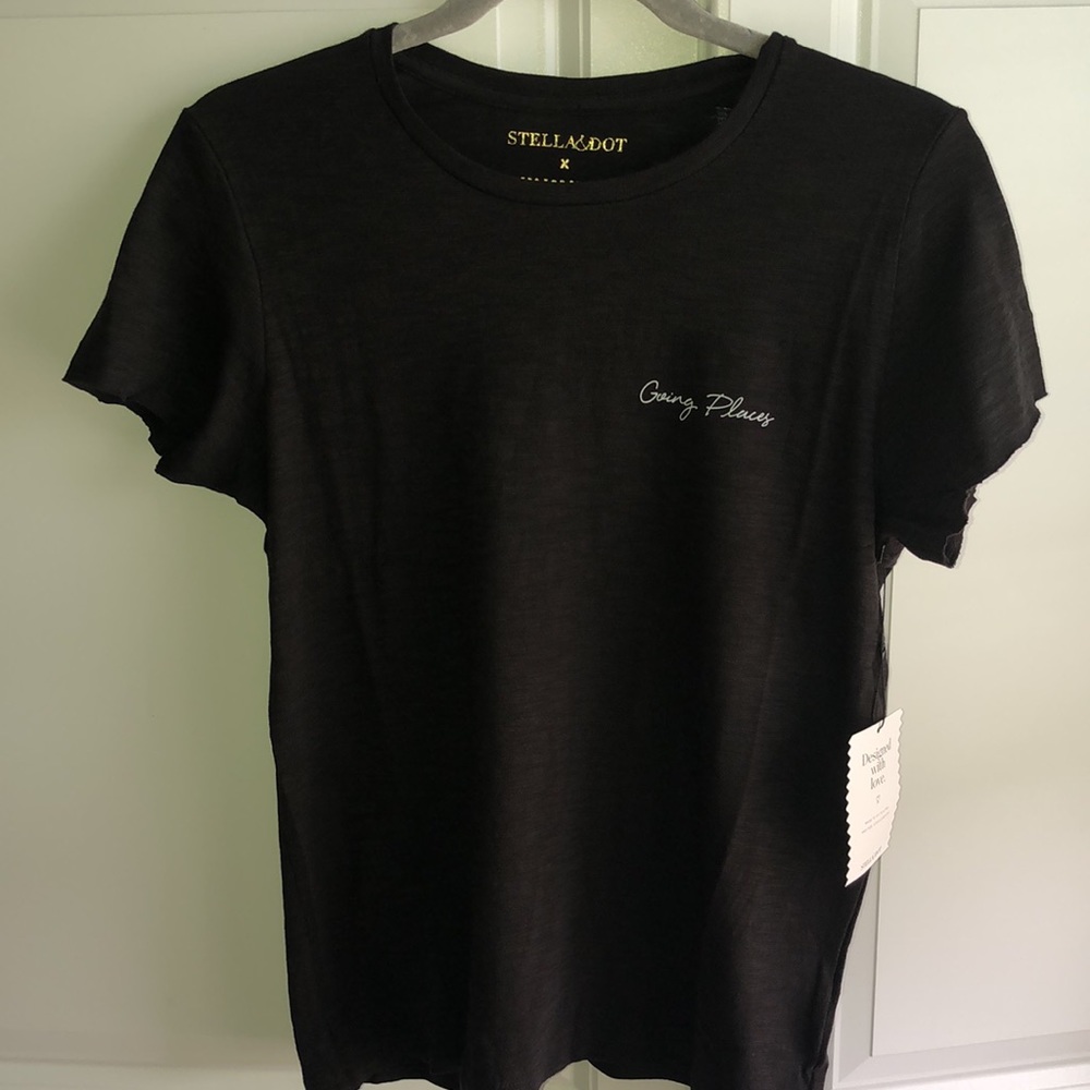 Stella &‎ Dot Tee T-Shirt Going Places Black Small or XL New